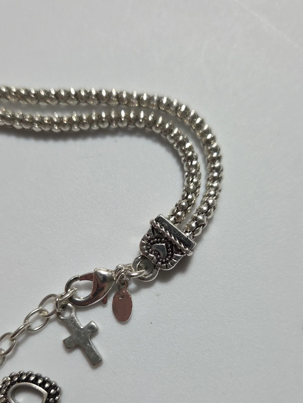 Premier Designs Silver Tone Charm Bracelet Crown Cross Heart Ring Multi Strand